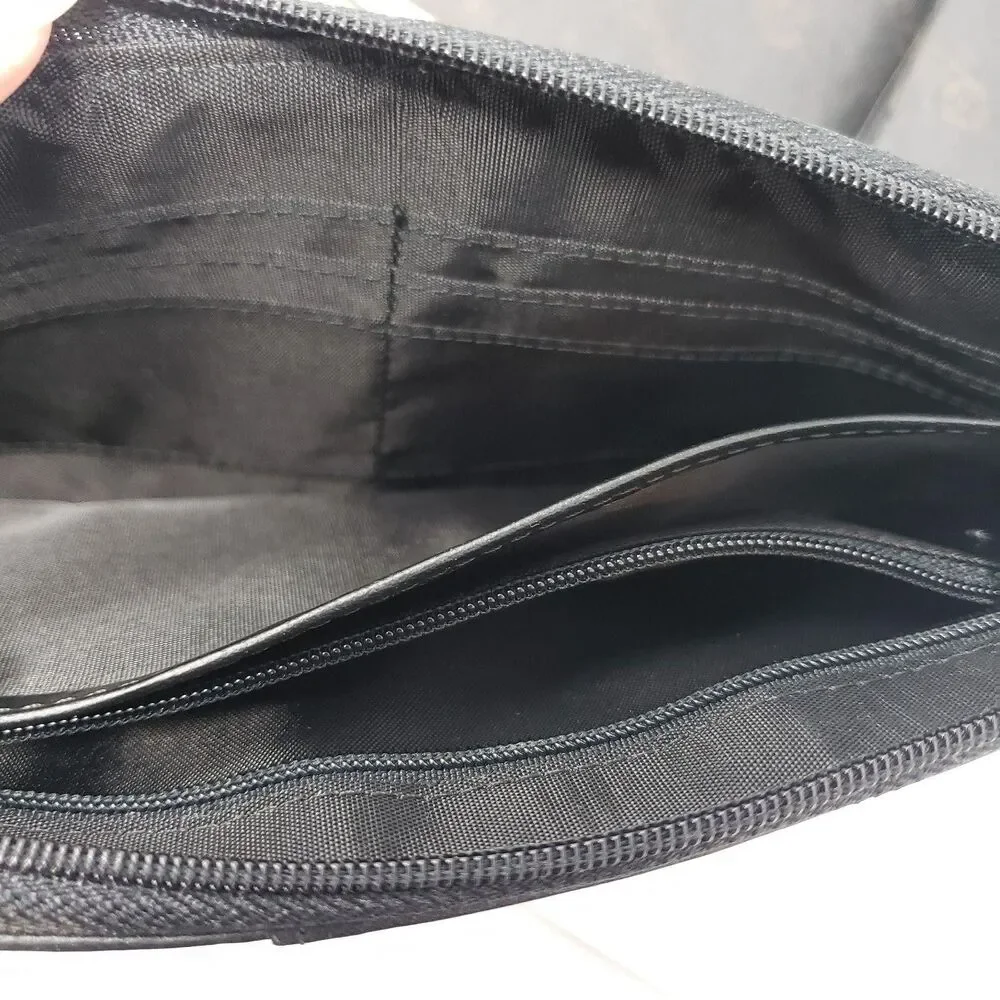 Berman Leather UniCare Wallet Mens Black Zip Travel Checkbook Organizer Case